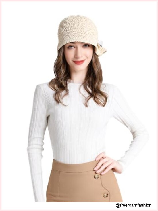 Handmade Crochet Bucket Hat Cotton Knit Cloche Bowler Hat
